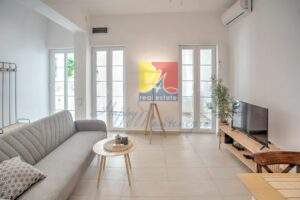 sofa in front of tv