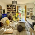 living room with bright yellow accents, apartment in Bijela, Herceg Novi, by the sea